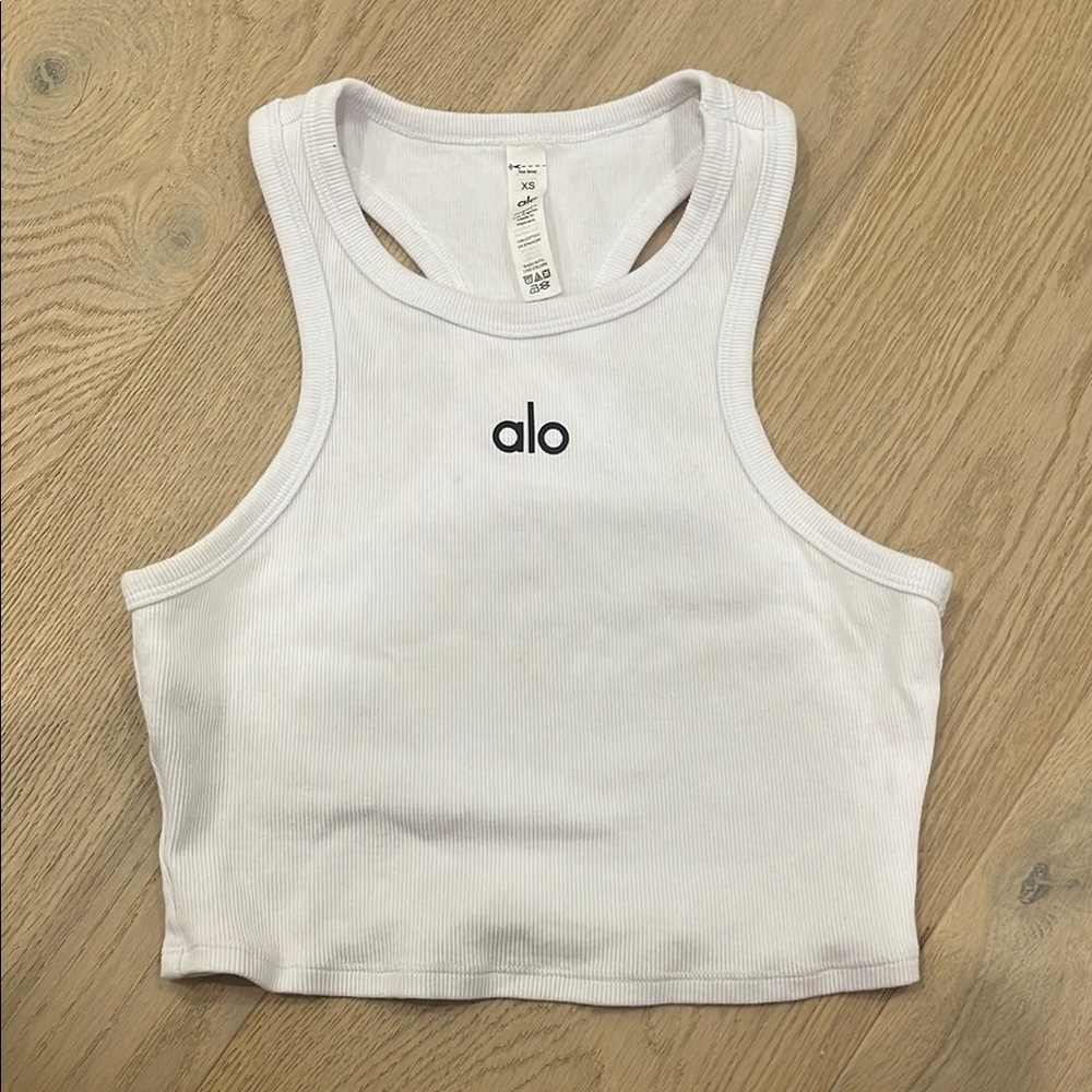 ALO Yoga White Ribbed Tank